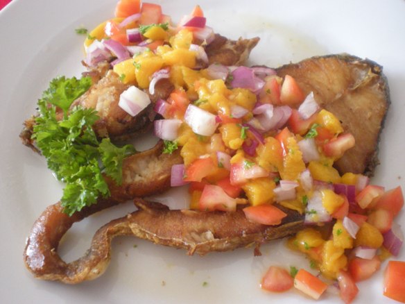 Caido del Cielo tangigue in mango salsa